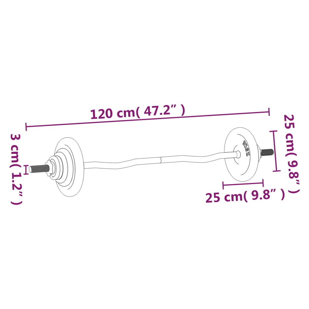 Berkfield Barbell with Plates Set 30 kg Cast Iron & Chrome Plated Steel
