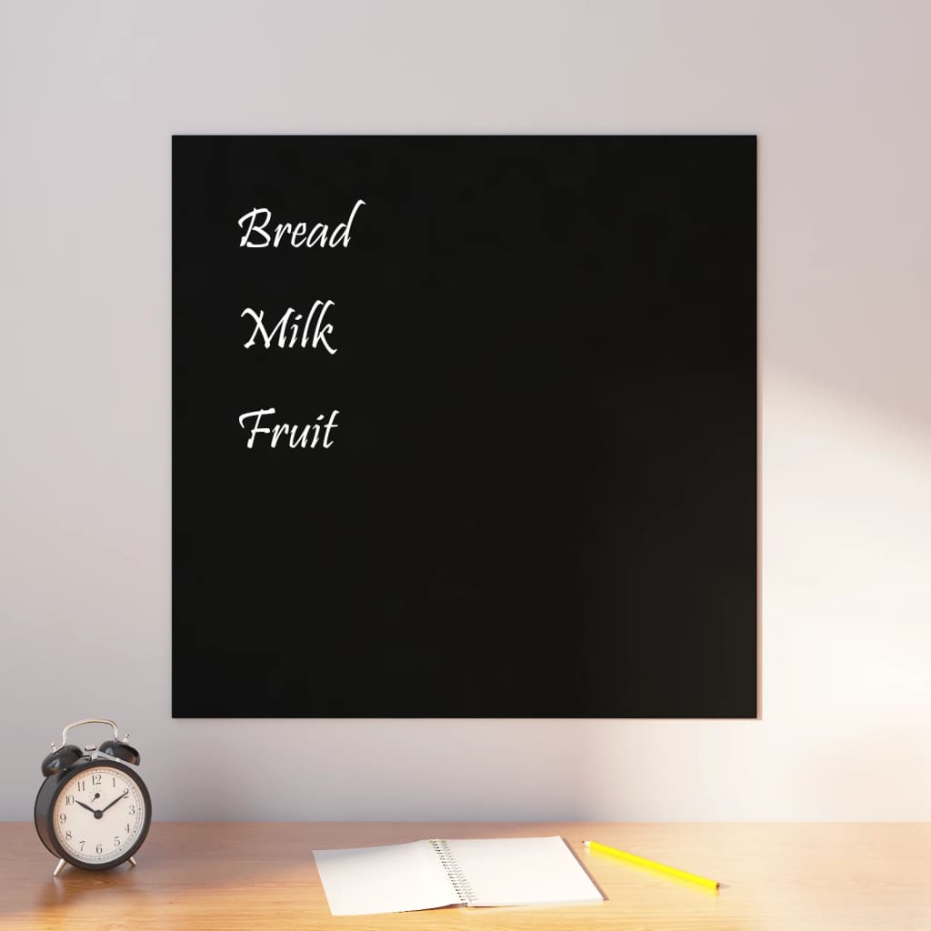 Berkfield Wall-mounted Magnetic Board Black 60x60 cm�_�__Tempered Glass