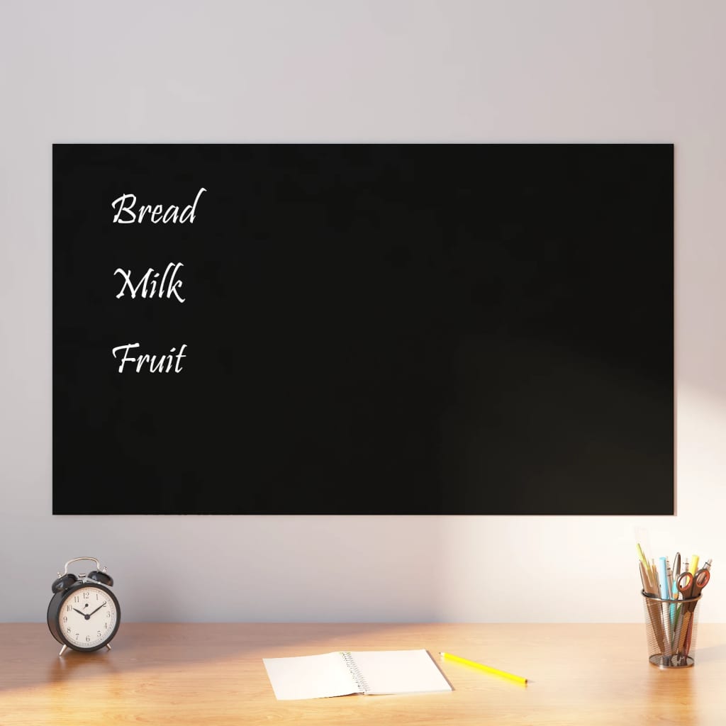 Berkfield Wall-mounted Magnetic Board Black 100x60 cm�_�__Tempered Glass
