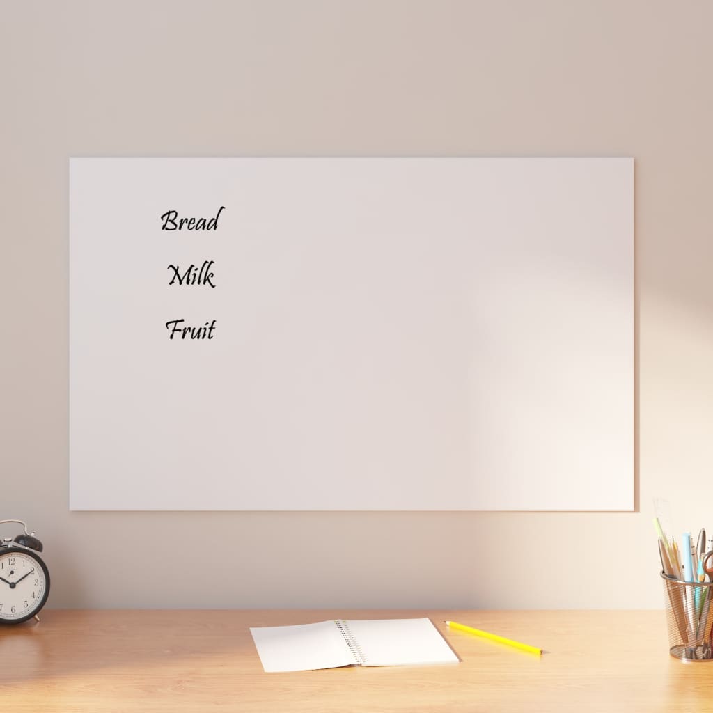 Berkfield Wall-mounted Magnetic Board White 80x50 cm Tempered Glass