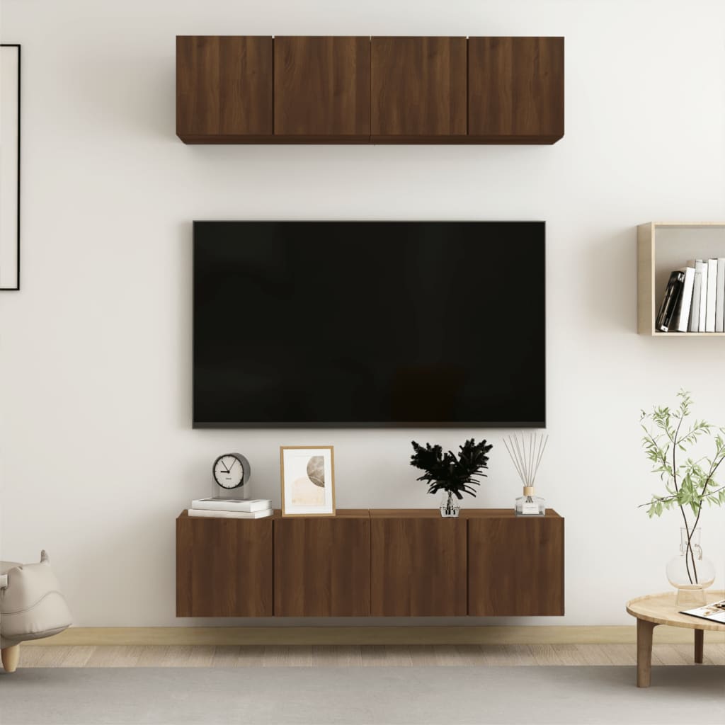 Berkfield Wall TV Cabinets 4 pcs Brown Oak 60x30x30 cm Engineered Wood