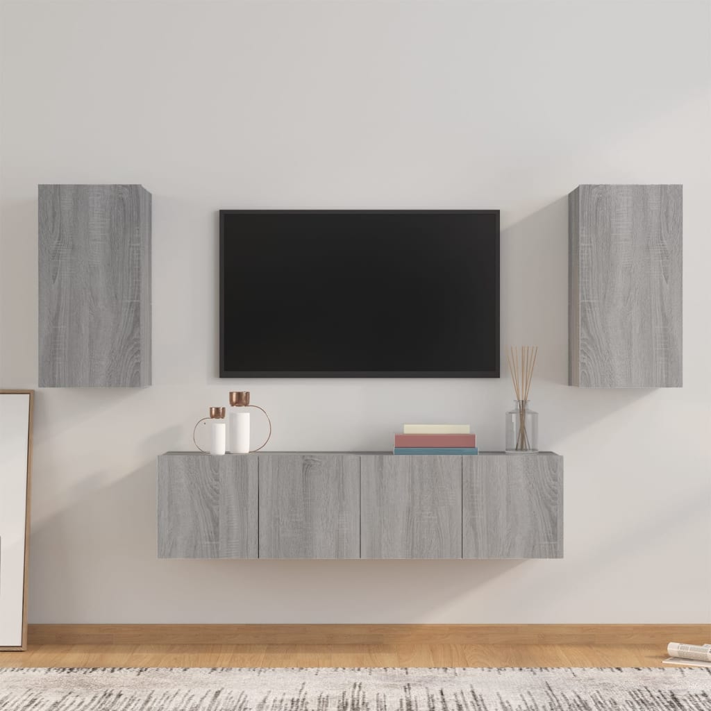 Berkfield 4 Piece TV Cabinet Set Grey Sonoma Engineered Wood