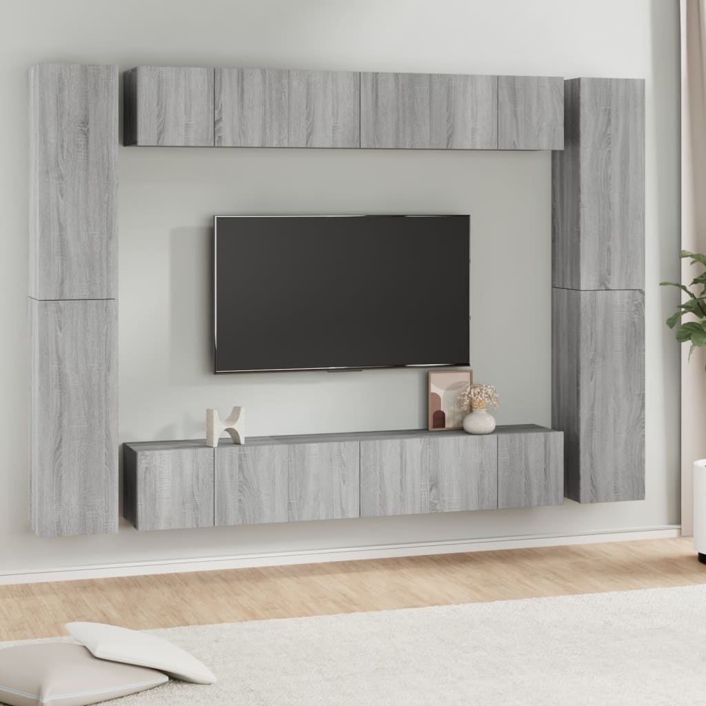 Berkfield 10 Piece TV Cabinet Set Grey Sonoma Engineered Wood