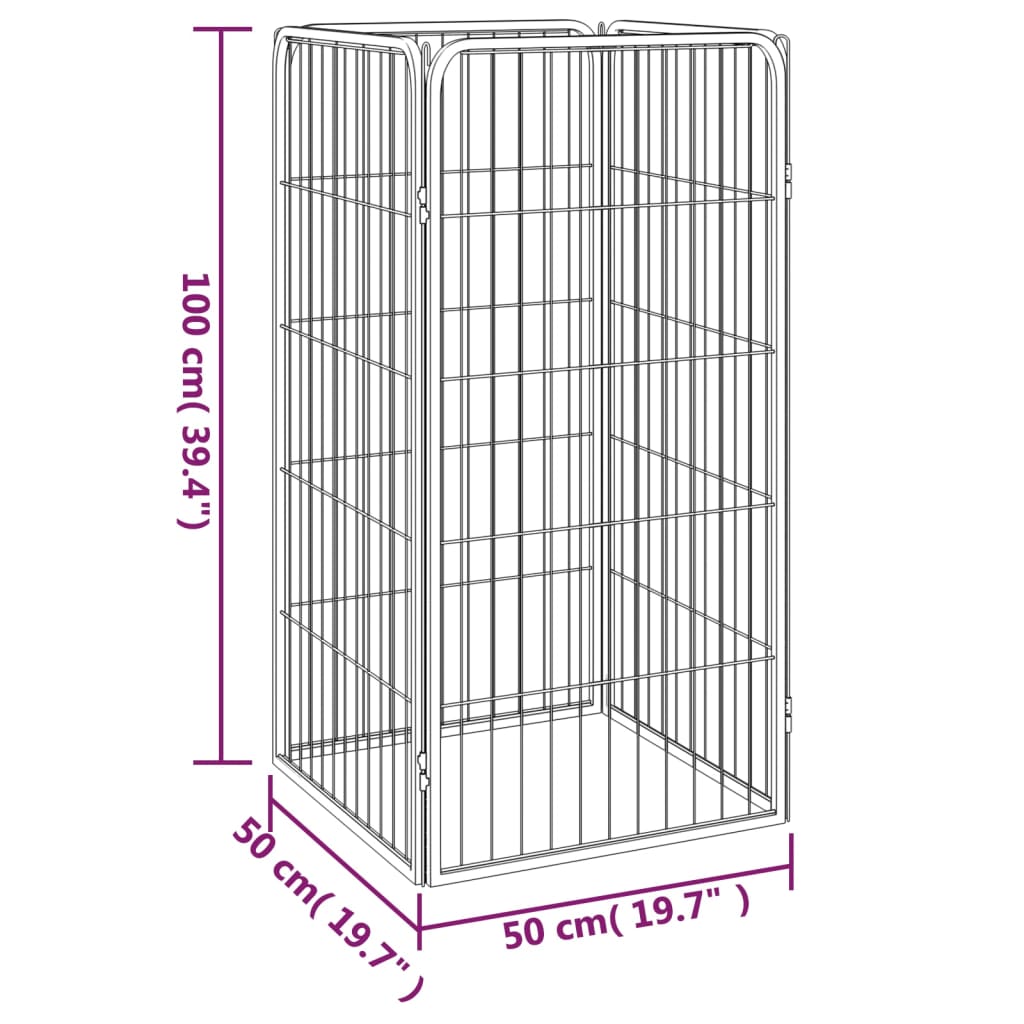 Berkfield Dog Playpen 4 Panels Black 50x100 cm Powder-coated Steel