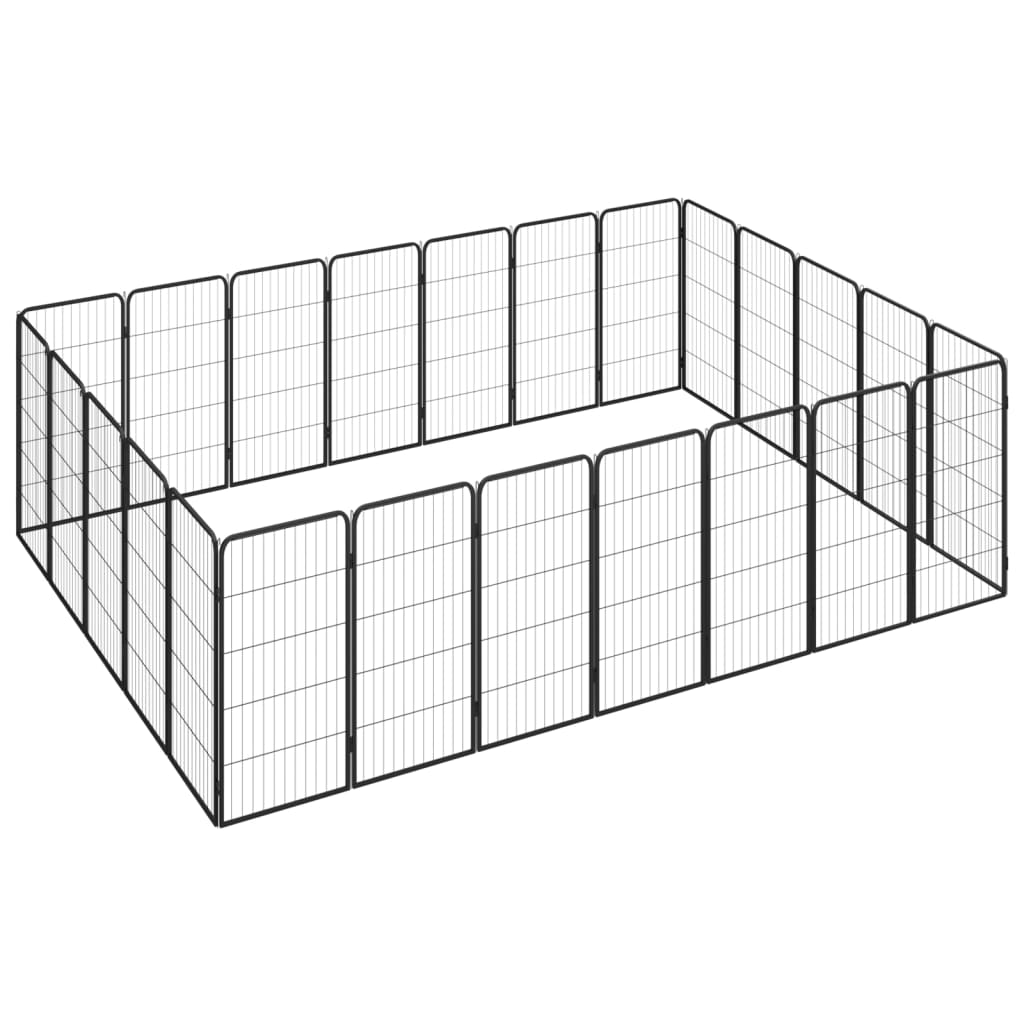 Berkfield 24-Panel Dog Playpen Black 50x100 cm Powder-coated Steel