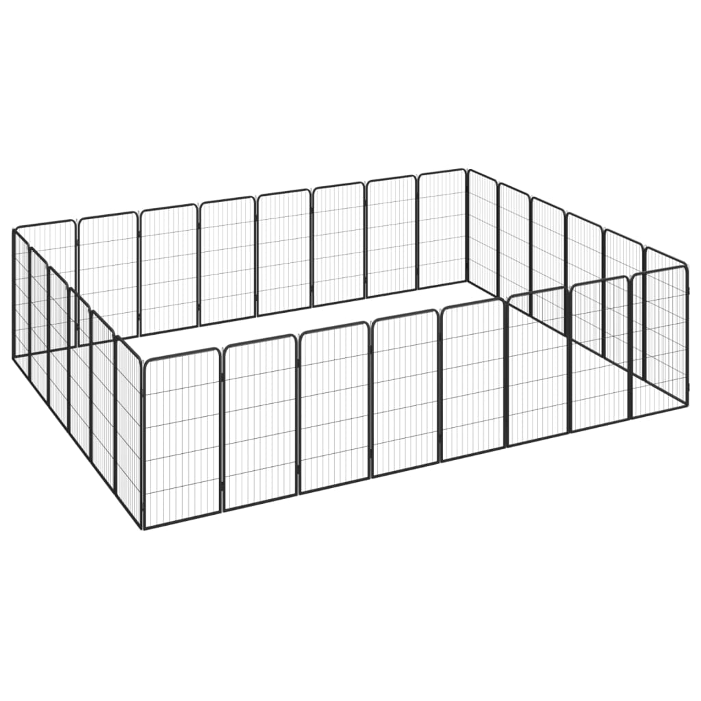 Berkfield 28-Panel Dog Playpen Black 50x100 cm Powder-coated Steel