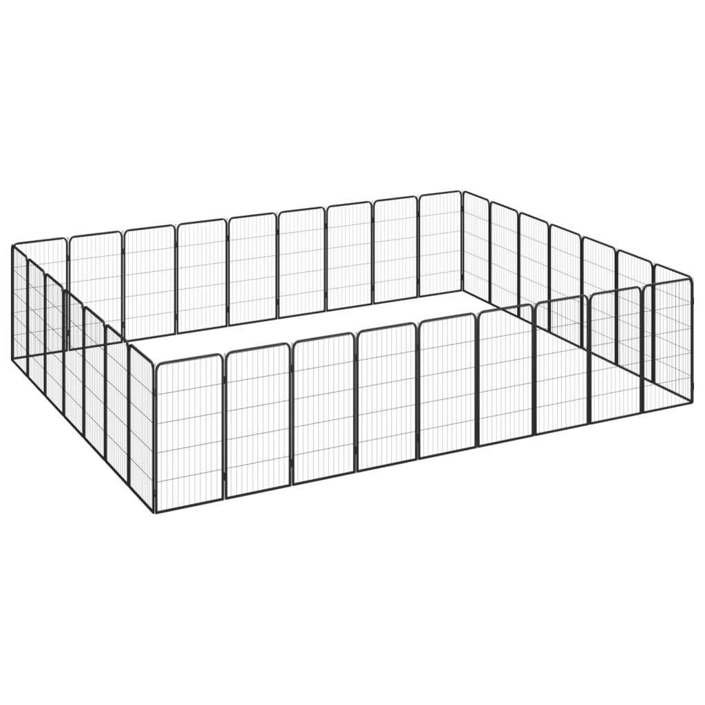 Berkfield 32-Panel Dog Playpen Black 50x100 cm Powder-coated Steel