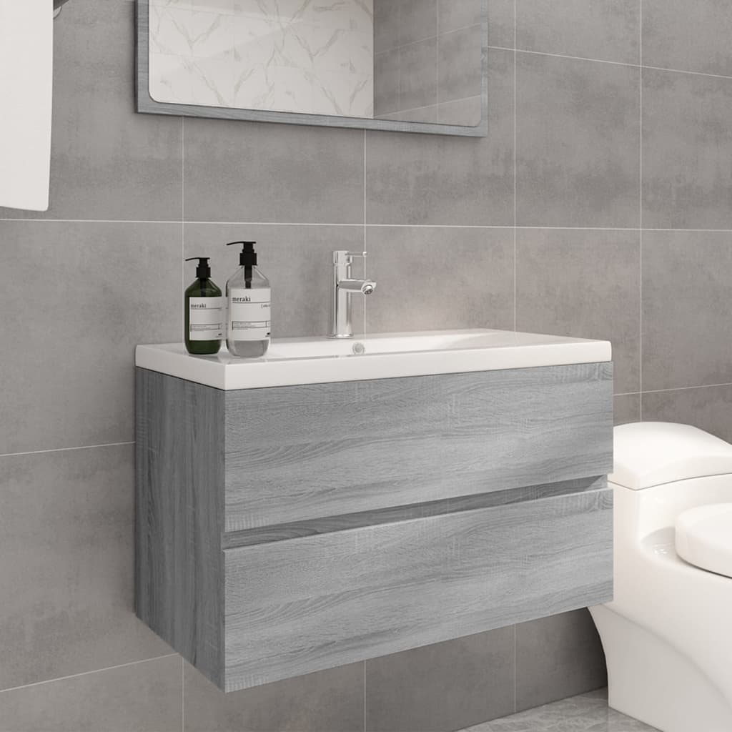 Berkfield Sink Cabinet with Built-in Basin Grey Sonoma Engineered Wood