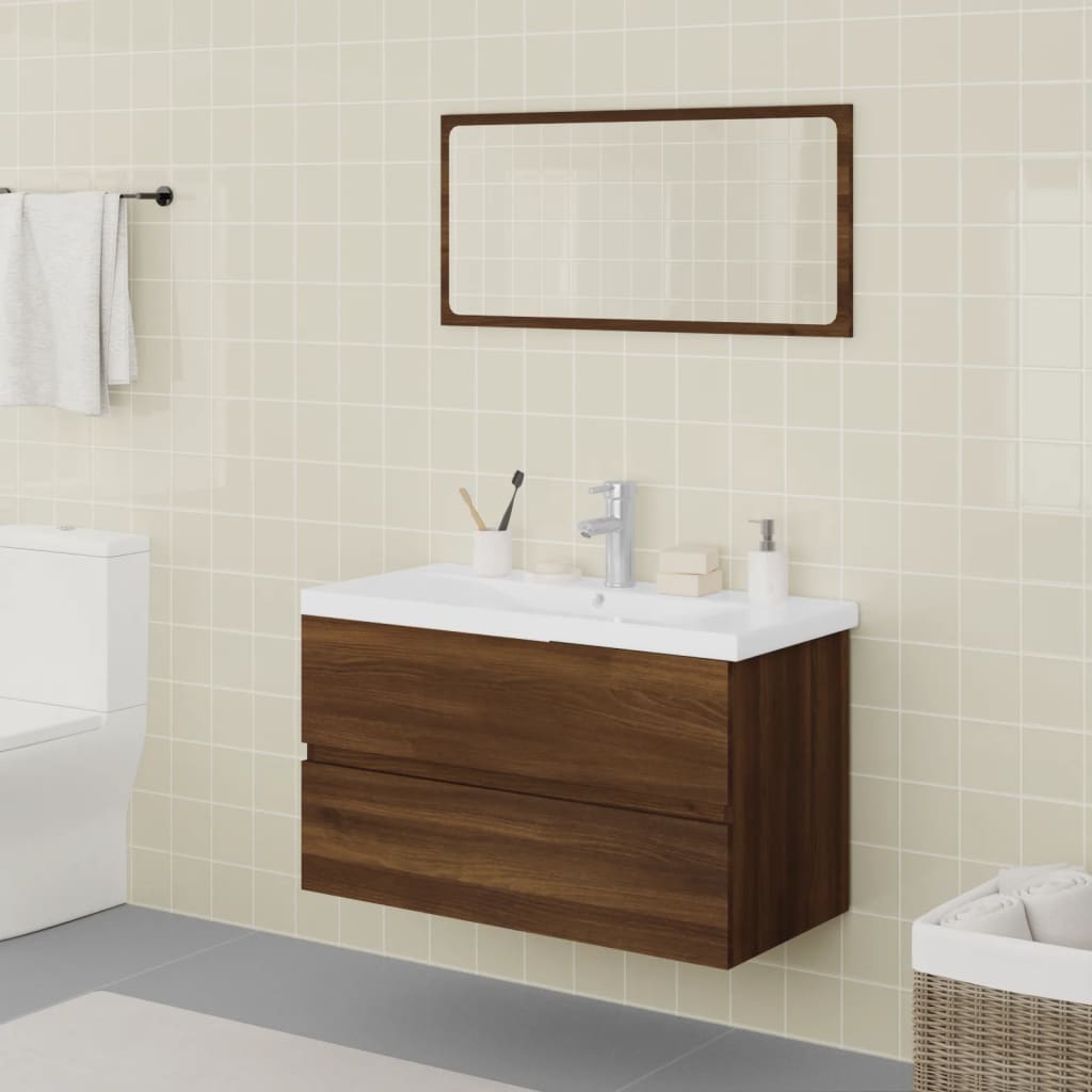 Berkfield Bathroom Furniture Set Brown Oak Engineered Wood