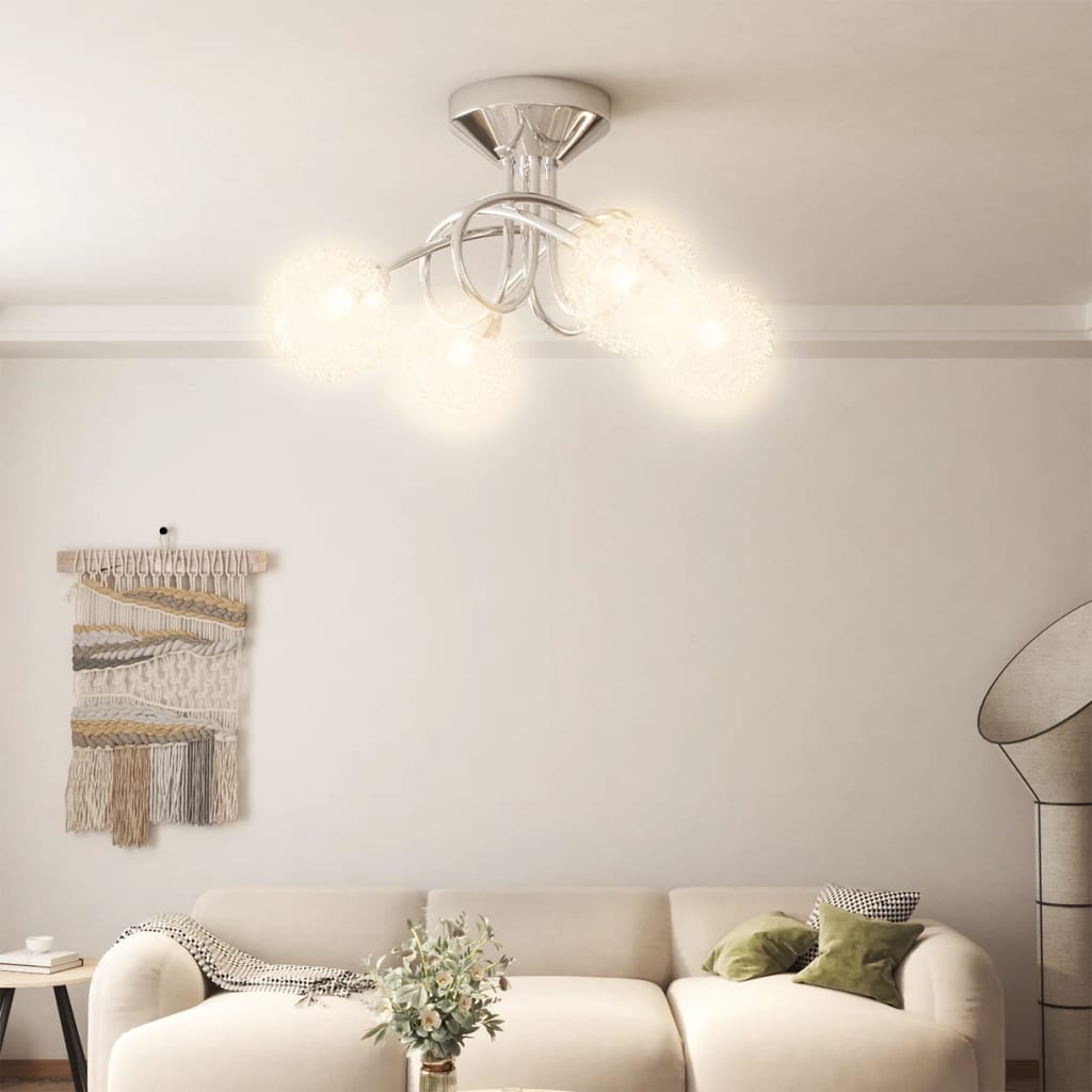 Berkfield Ceiling Lamp with Mesh Wire Shades for 4 G9 LED Lights