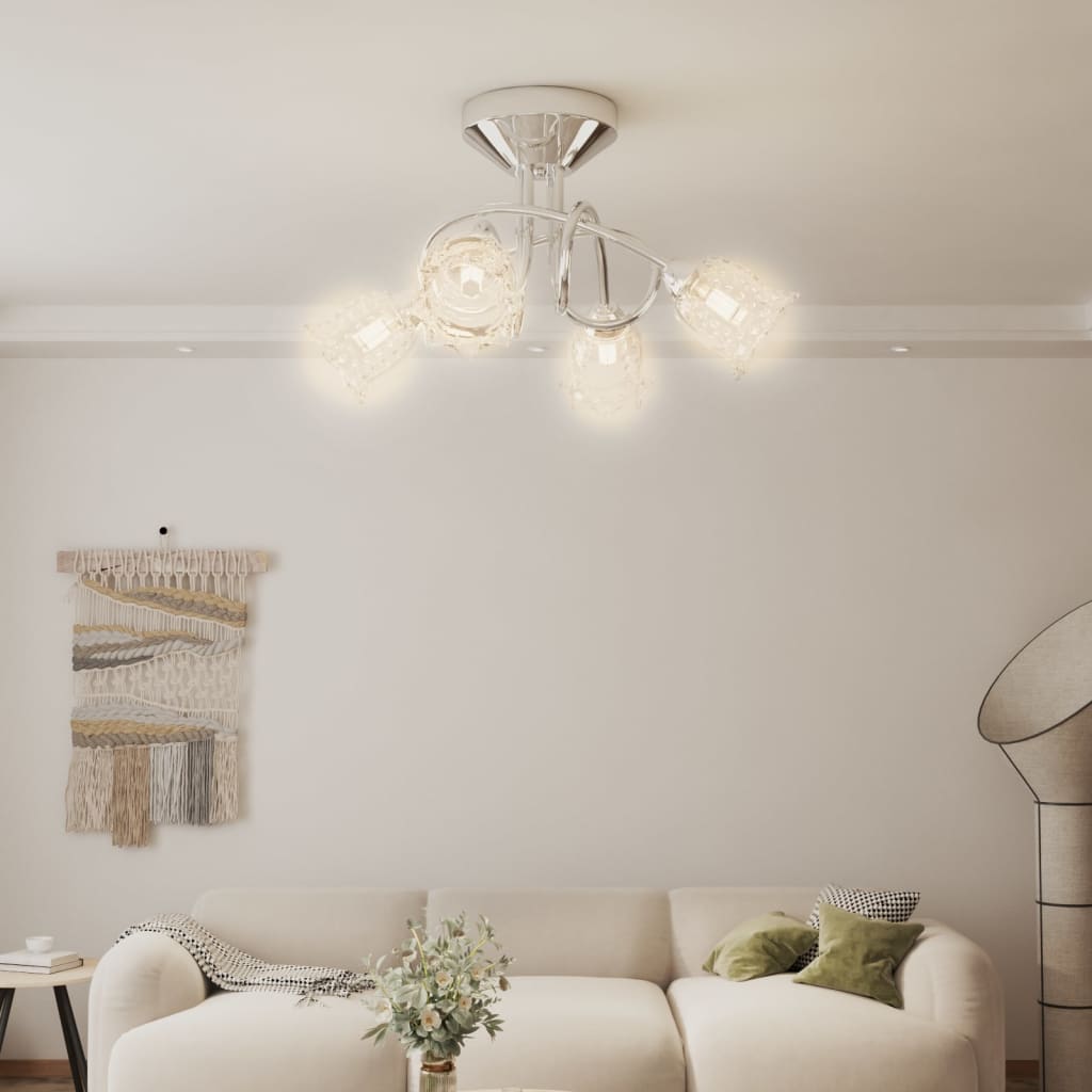 Berkfield Ceiling Lamp with Glass Flower Shades for 4 G9 LED Lights