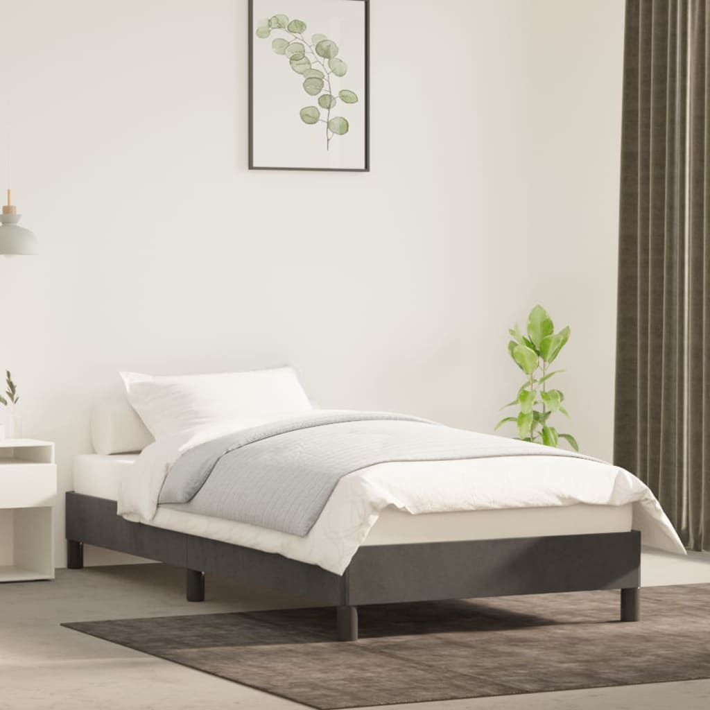 Berkfield Bed Frame Dark Grey 90x190 cm 3FT Single Velvet