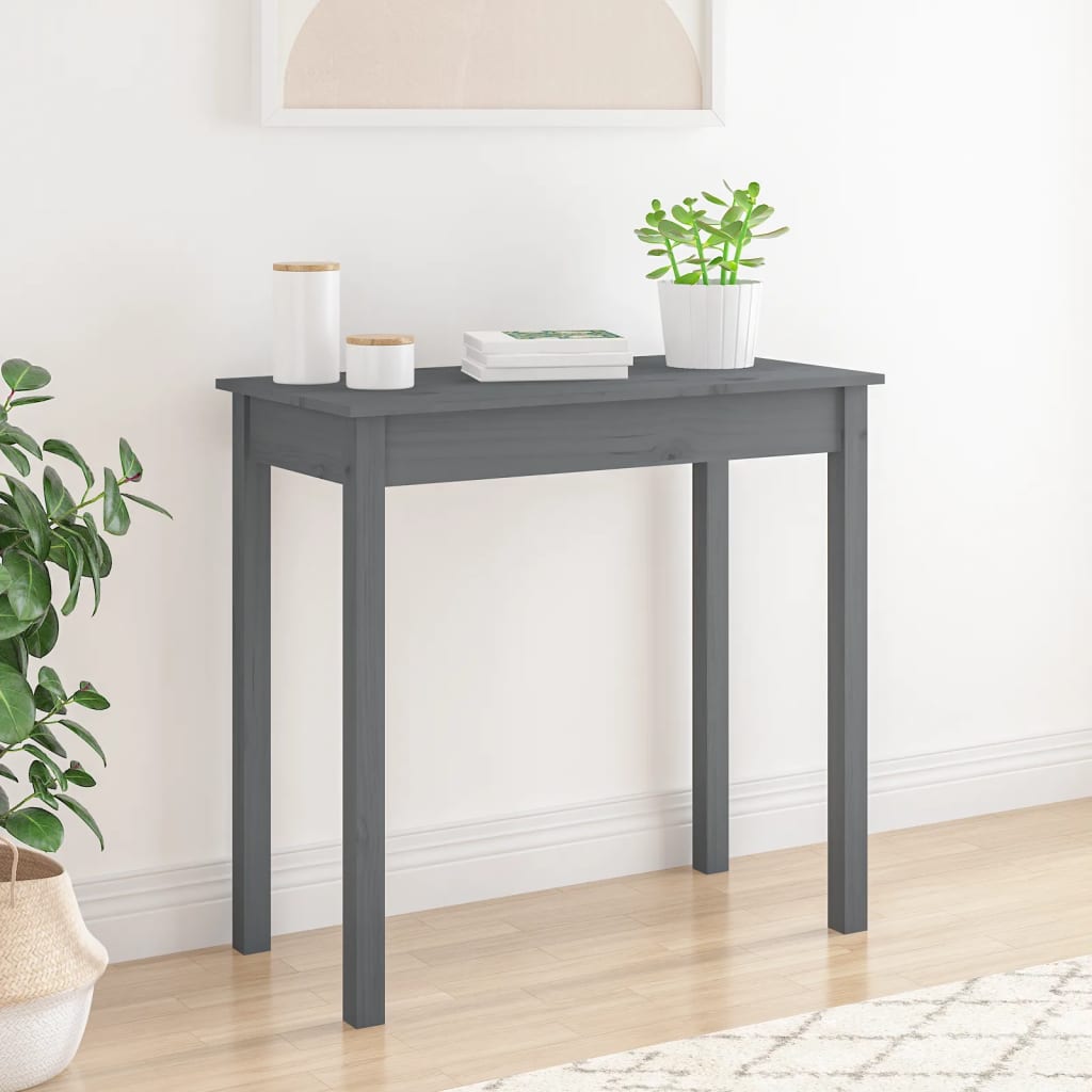 Berkfield Console Table Grey 80x40x75 cm Solid Wood Pine