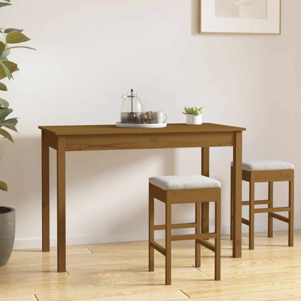 Berkfield Dining Table Honey Brown 110x55x75 cm Solid Wood Pine