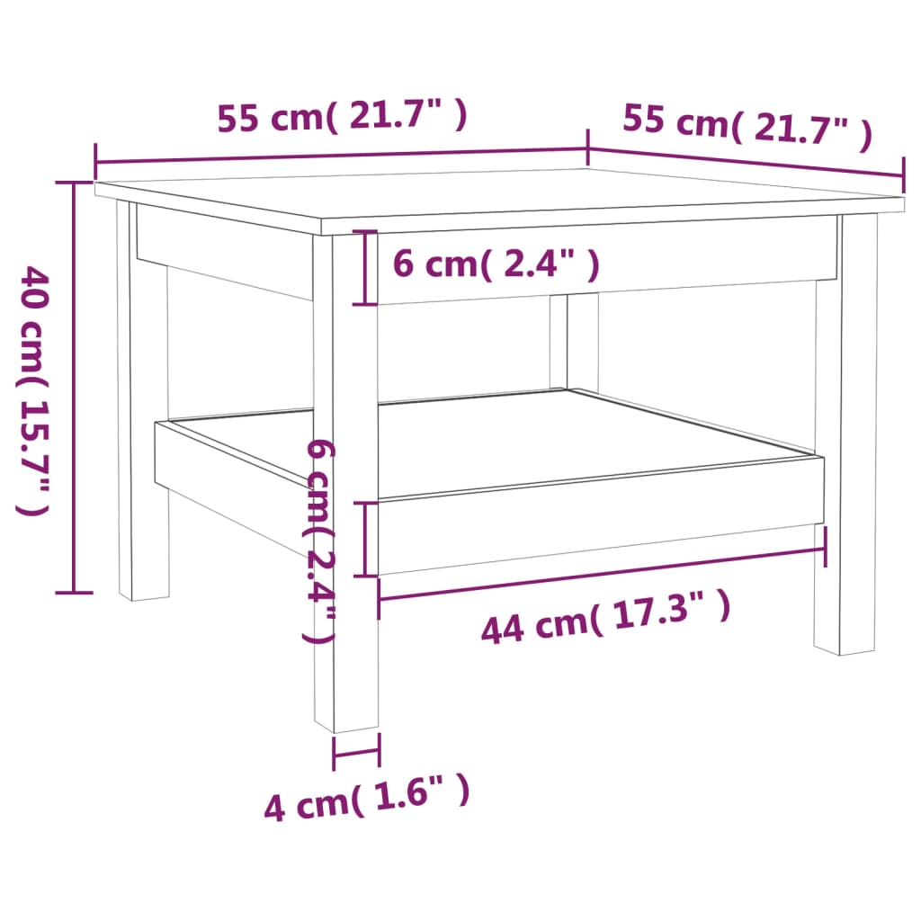 Berkfield Coffee Table 55x55x40 cm Solid Wood Pine