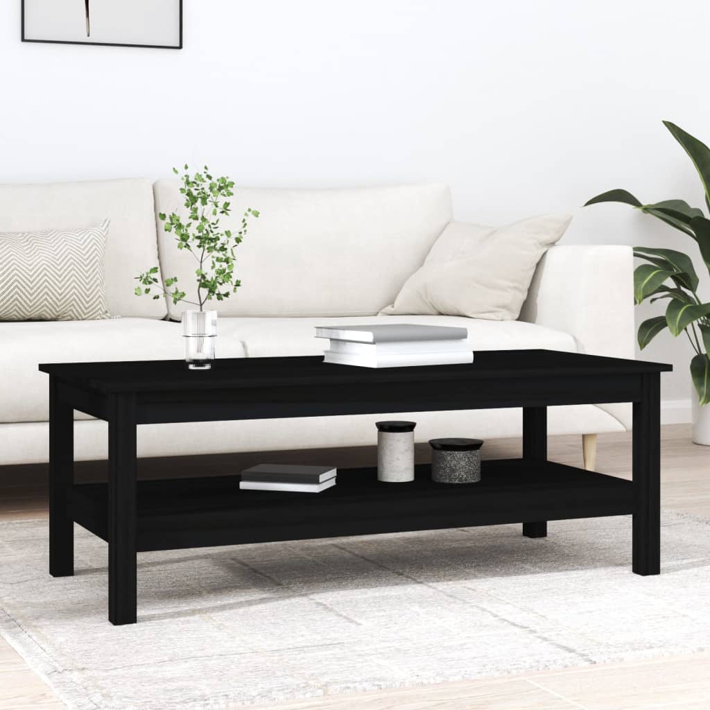 Berkfield Coffee Table Black 110x50x40 cm Solid Wood Pine