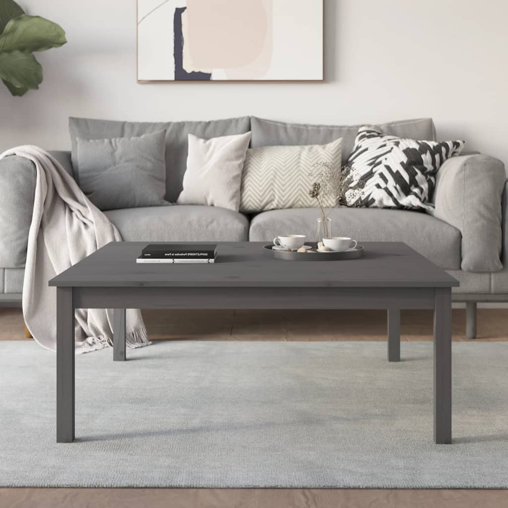 Berkfield Coffee Table Grey 100x100x40 cm Solid Wood Pine