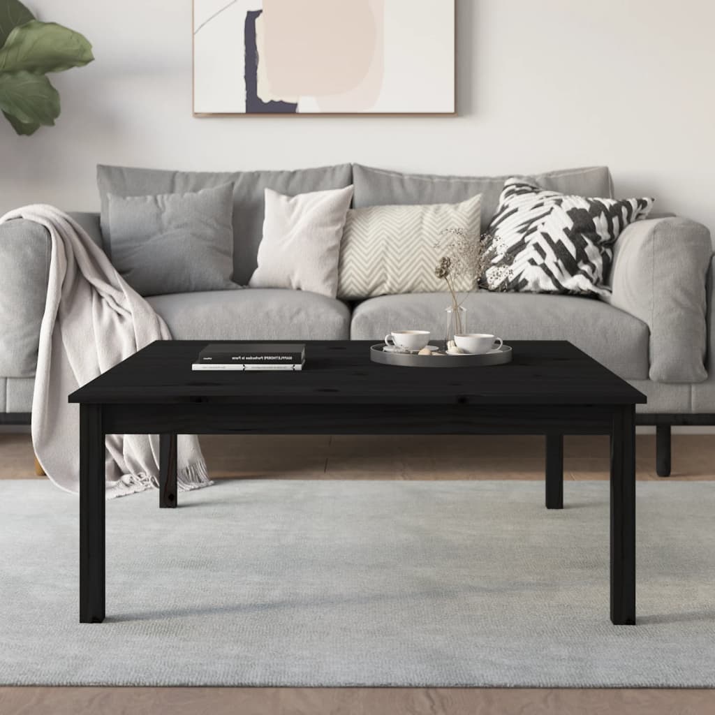 Berkfield Coffee Table Black 100x100x40 cm Solid Wood Pine