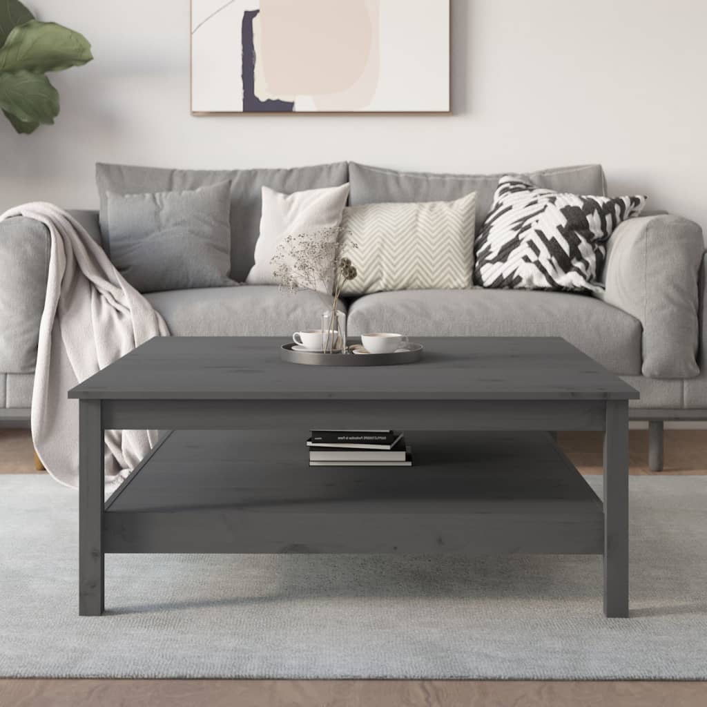 Berkfield Coffee Table Grey 100x100x40 cm Solid Wood Pine