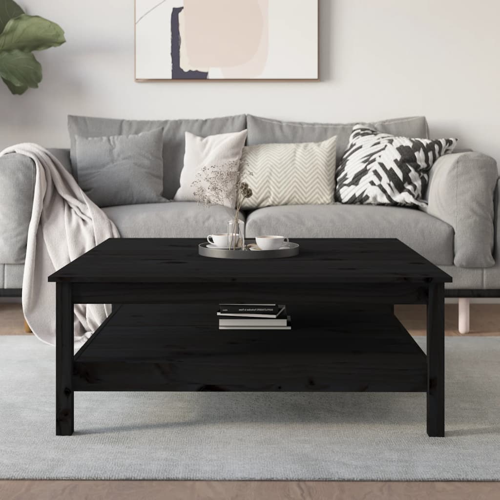 Berkfield Coffee Table Black 100x100x40 cm Solid Wood Pine