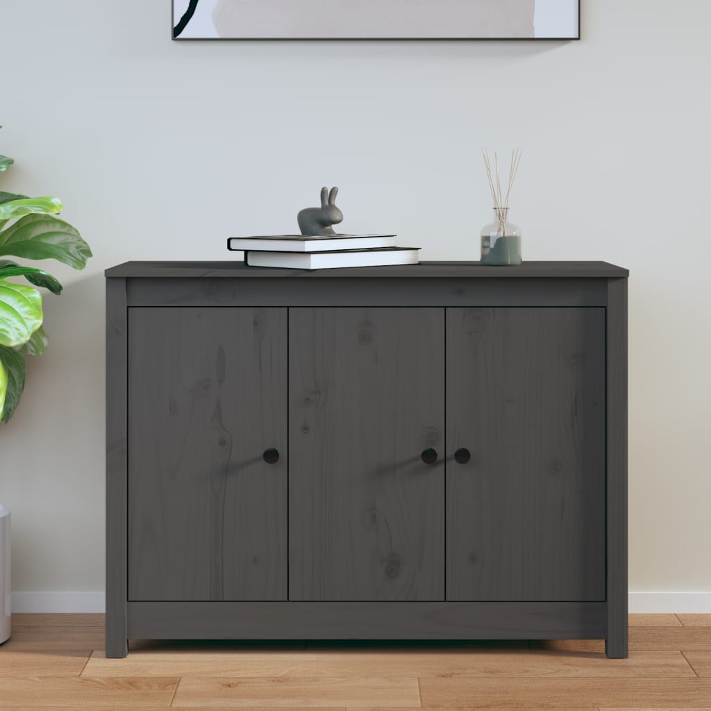 Berkfield Sideboard Grey 100x35x74 cm Solid Wood Pine