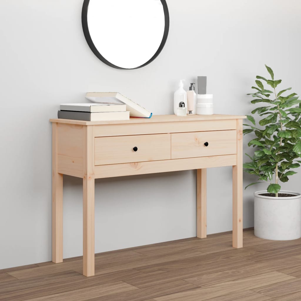 Berkfield Console Table 100x35x75 cm Solid Wood Pine
