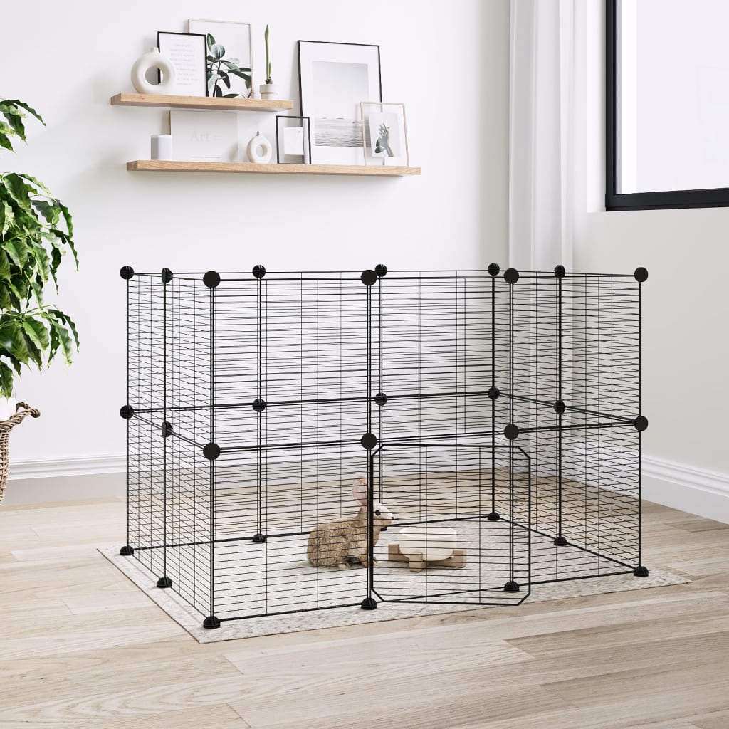 Berkfield 20-Panel Pet Cage with Door Black 35x35 cm Steel