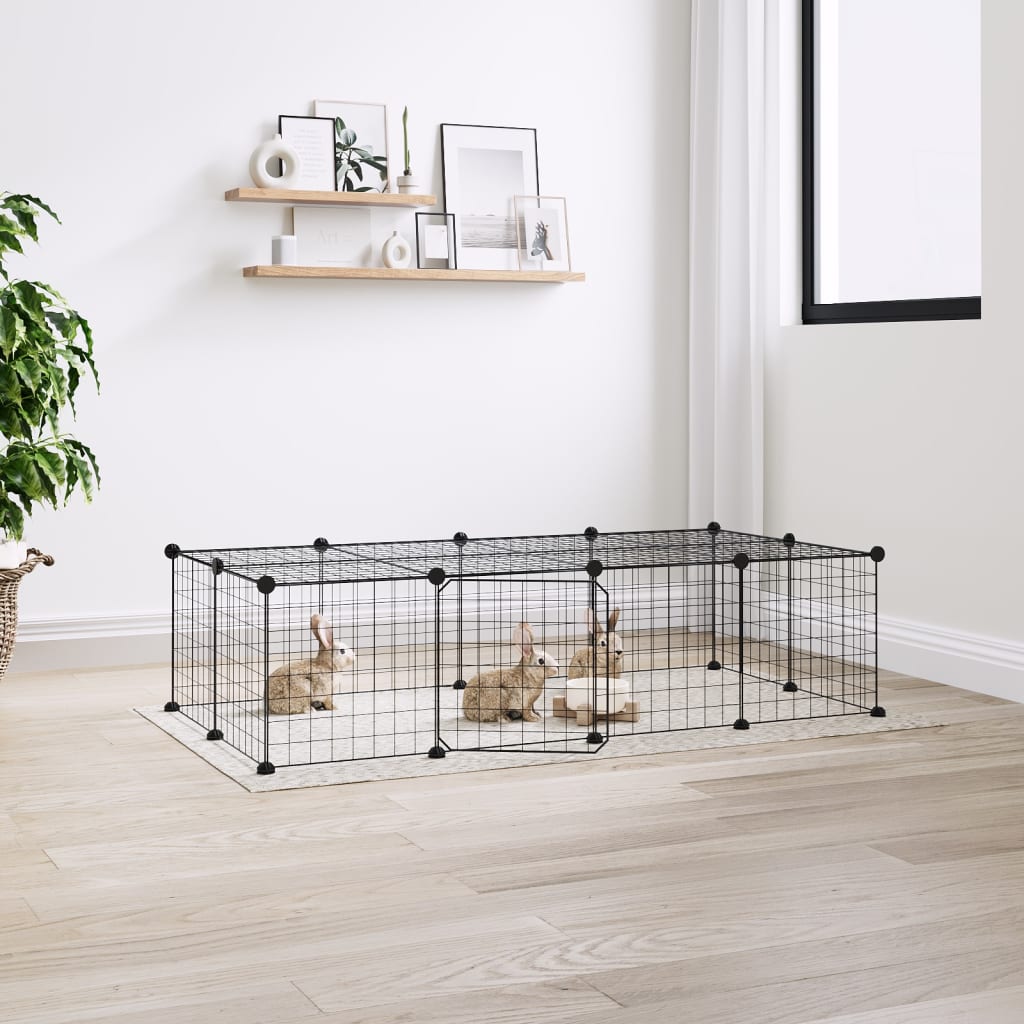 Berkfield 20-Panel Pet Cage with Door Black 35x35 cm Steel
