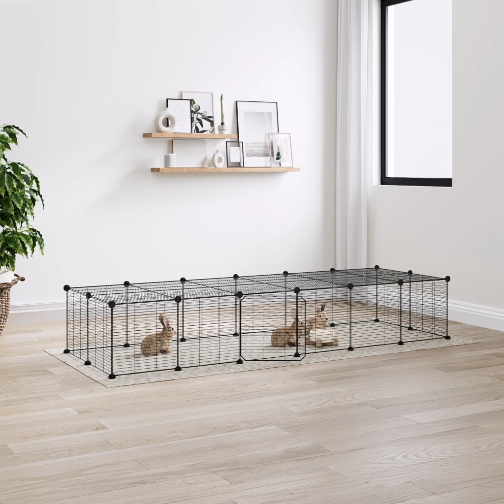 Berkfield 28-Panel Pet Cage with Door Black 35x35 cm Steel