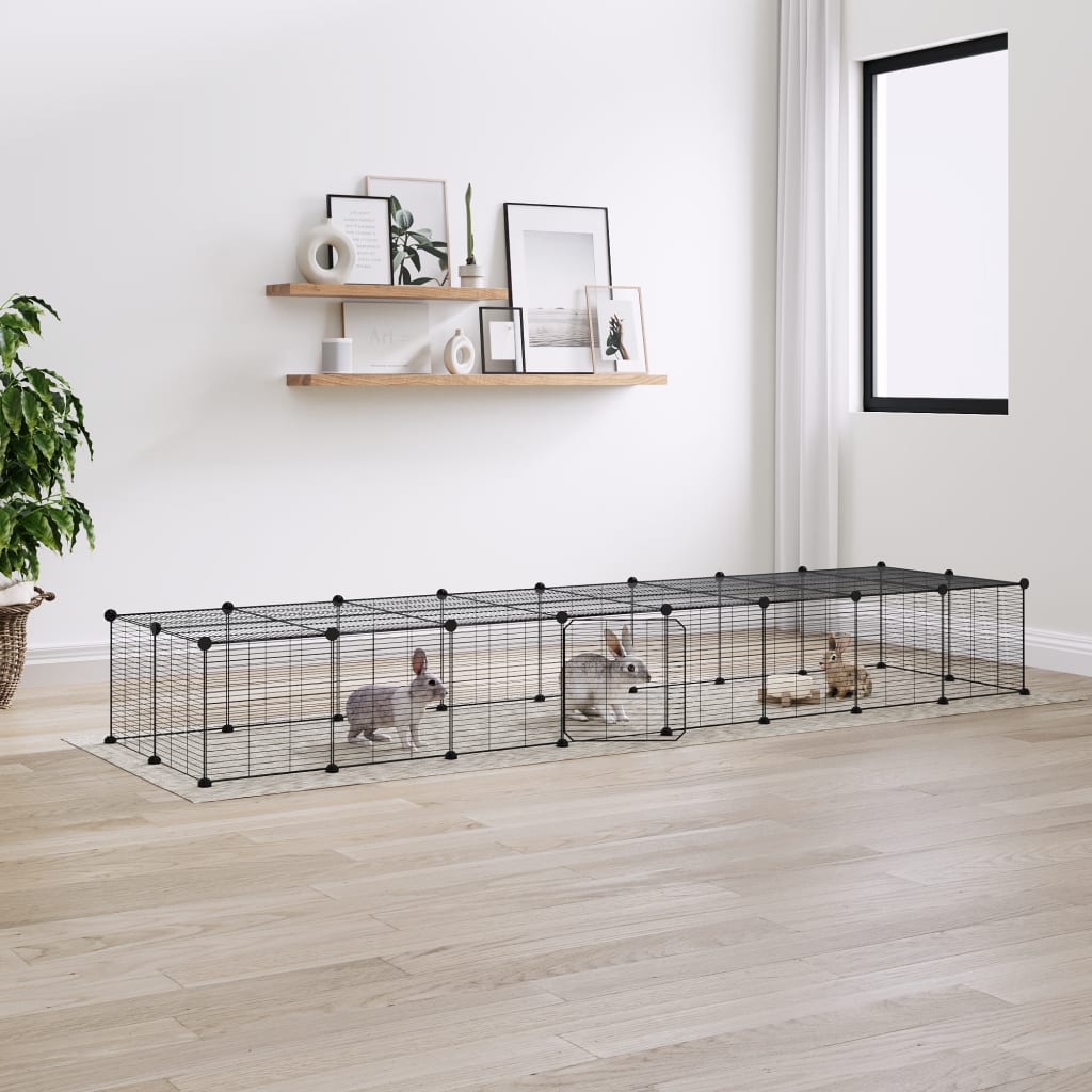 Berkfield 36-Panel Pet Cage with Door Black 35x35 cm Steel