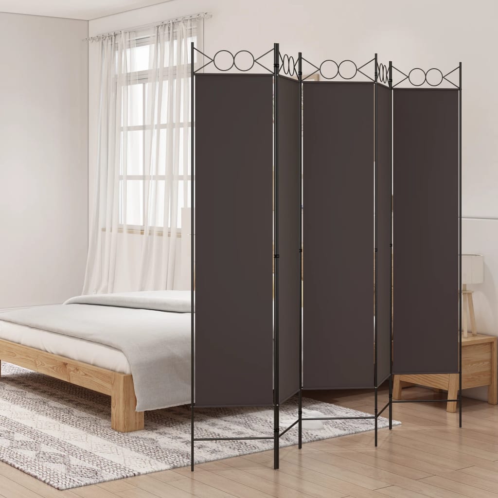 Berkfield 5-Panel Room Divider Brown 200x200 cm Fabric