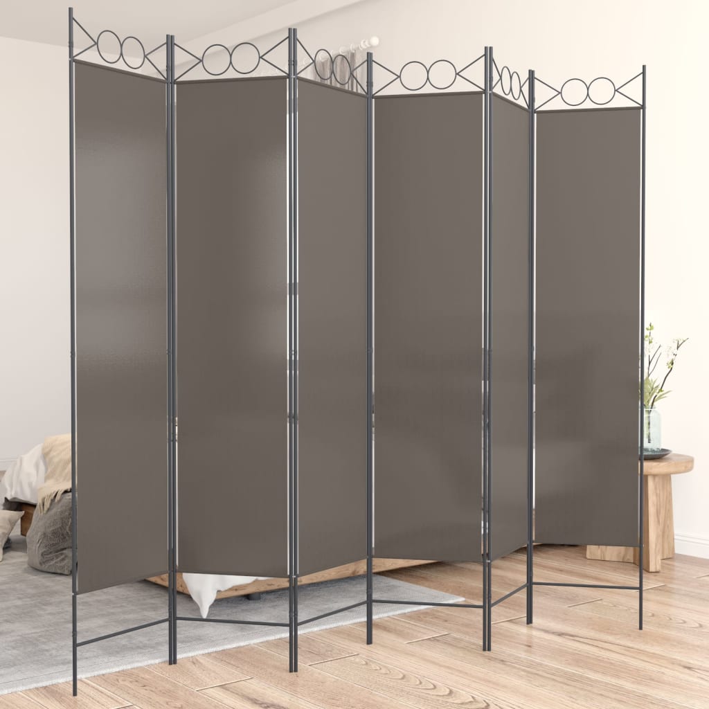 Berkfield 6-Panel Room Divider Anthracite 240x200 cm Fabric