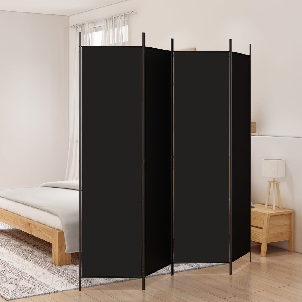 Berkfield 4-Panel Room Divider Black 200x200 cm Fabric