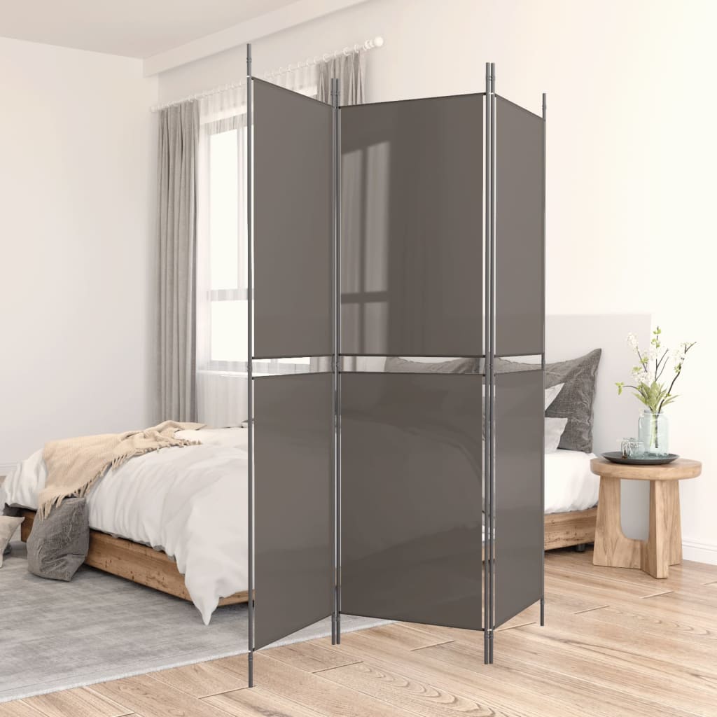 Berkfield 3-Panel Room Divider Anthracite 150x180 cm Fabric