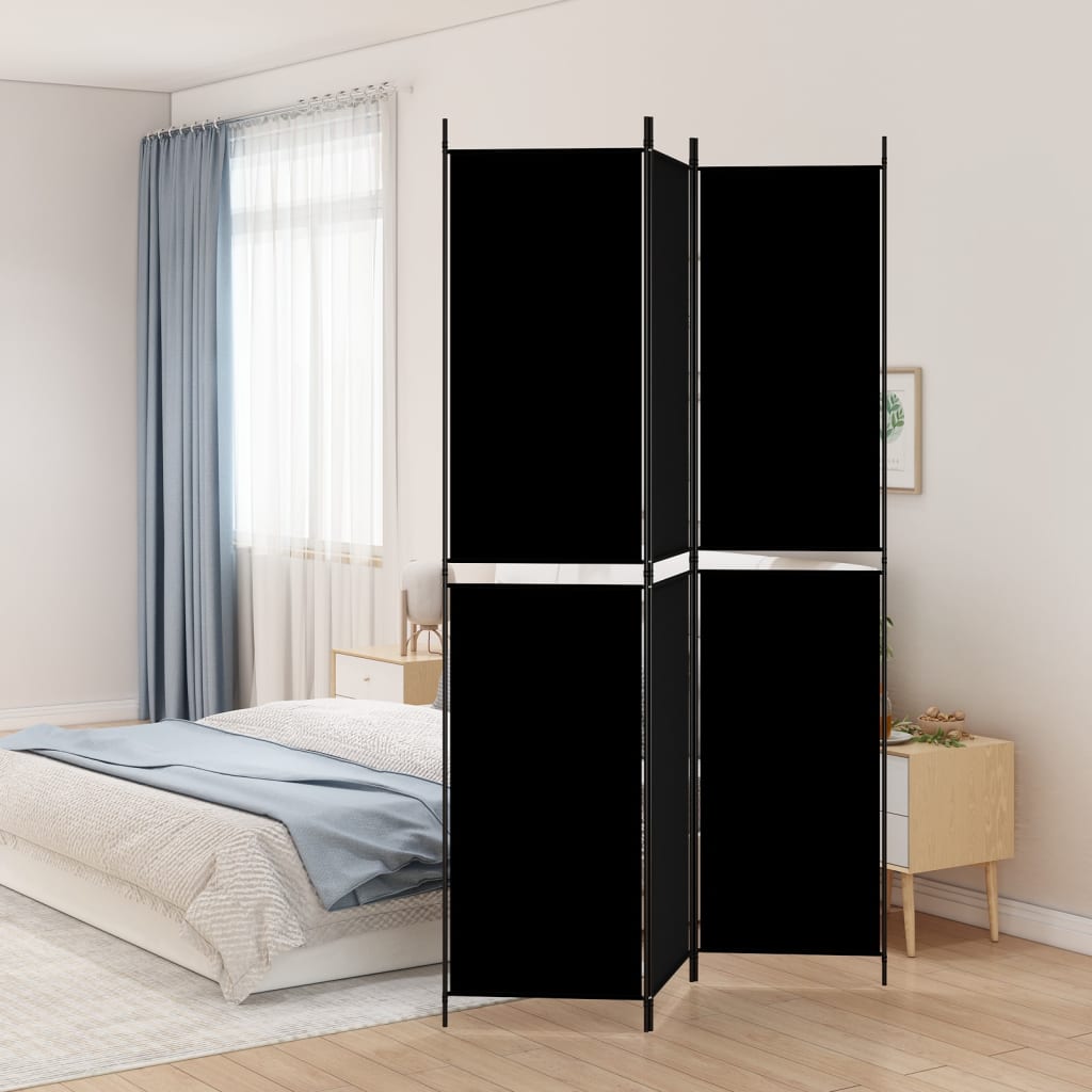Berkfield 3-Panel Room Divider Black 150x220 cm Fabric