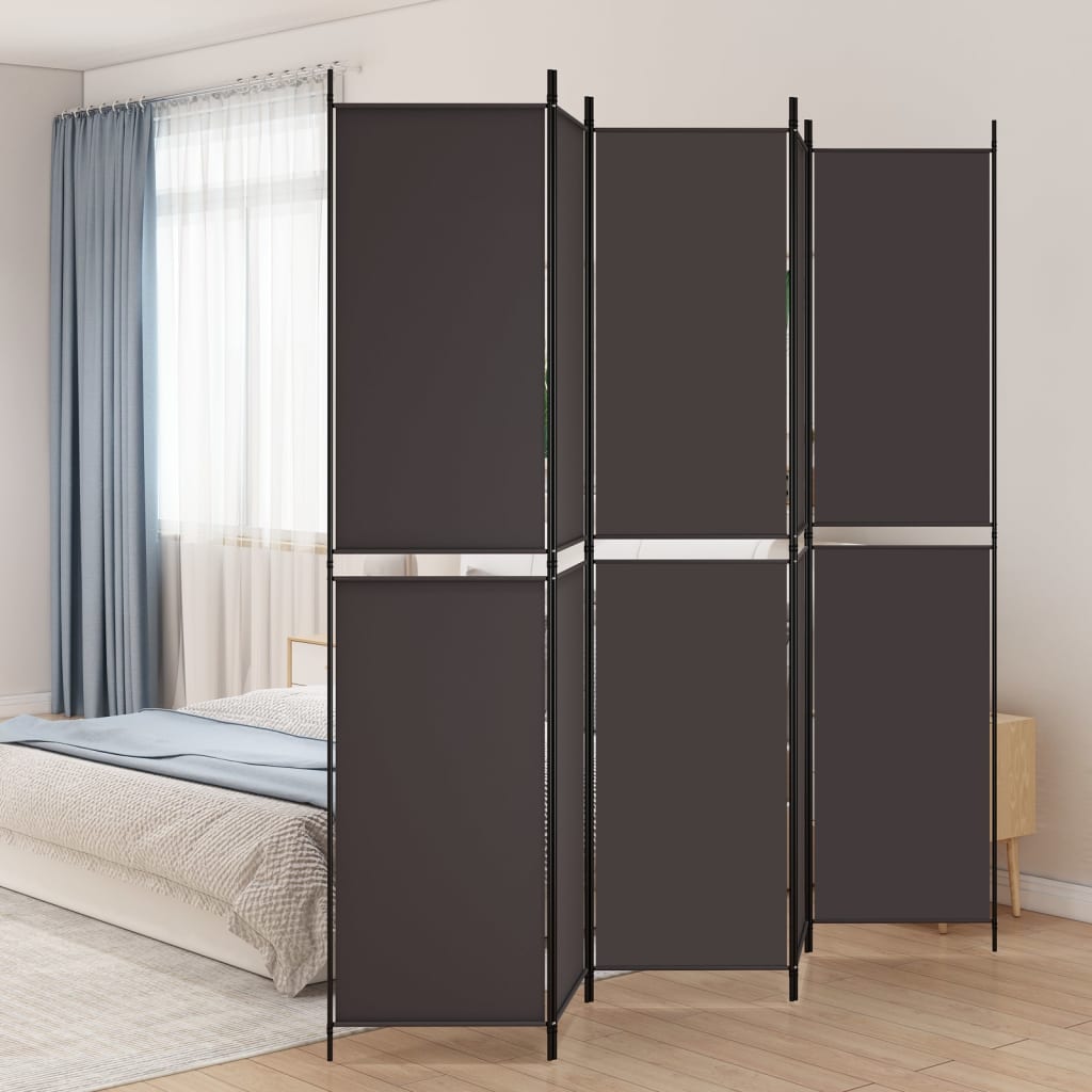 Berkfield 5-Panel Room Divider Brown 250x220 cm Fabric