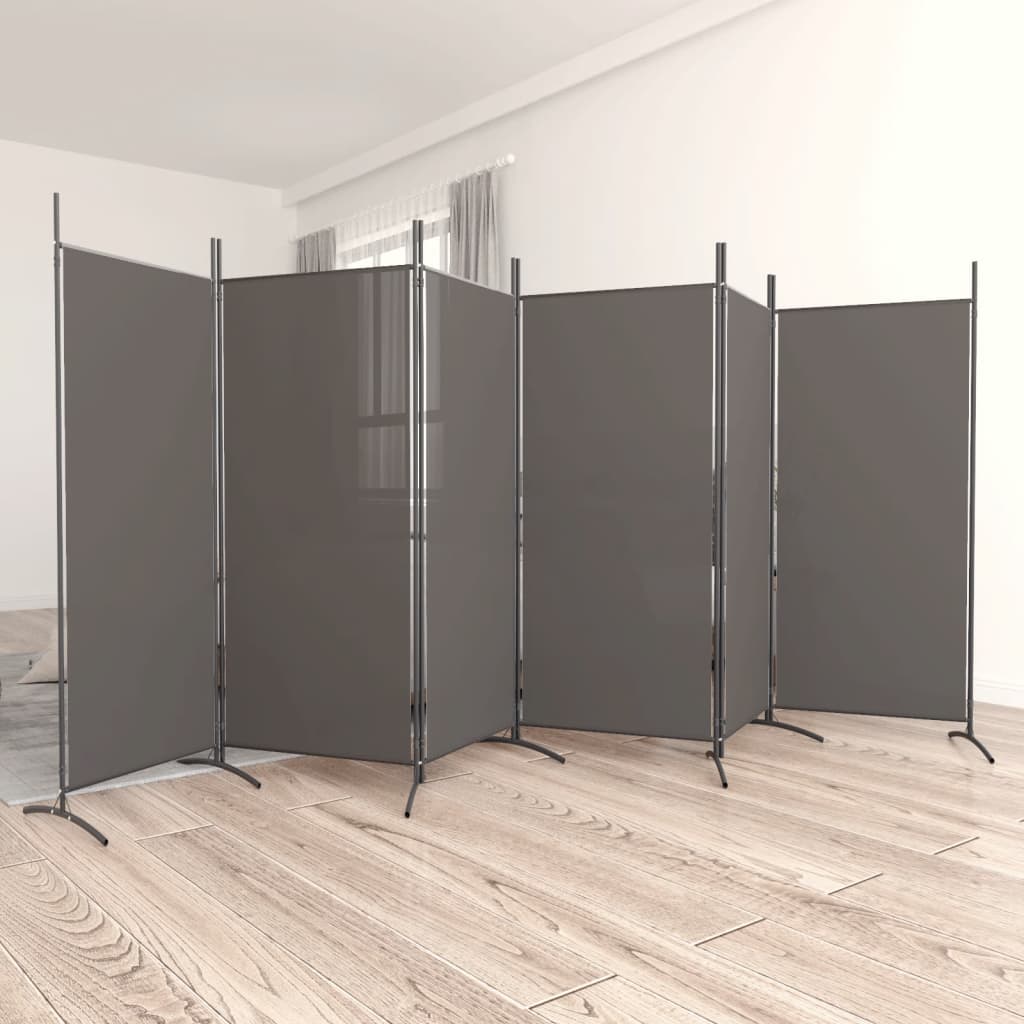 Berkfield 6-Panel Room Divider Anthracite 520x180 cm Fabric