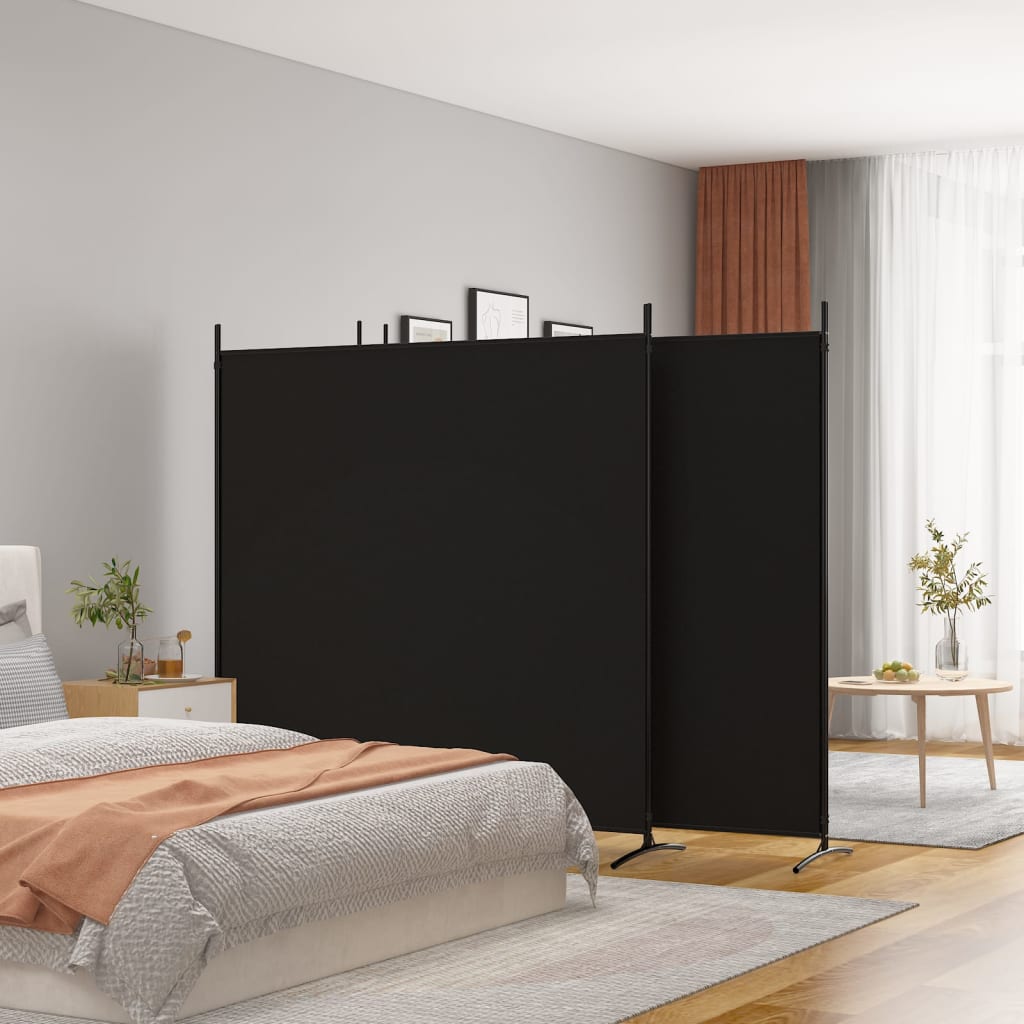 Berkfield 4-Panel Room Divider Black 698x180 cm Fabric
