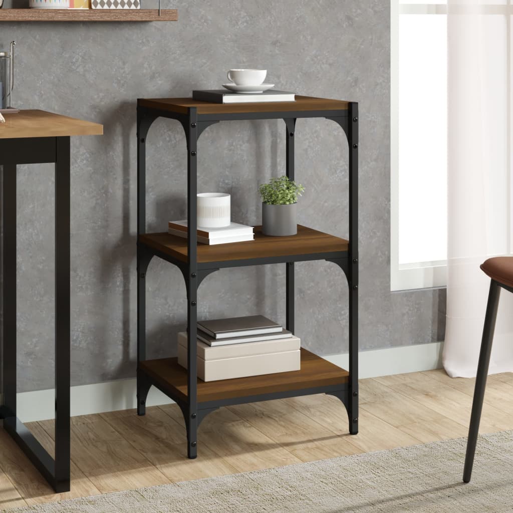Berkfield Book Cabinet Brown Oak 40x33x70.5 cm Engineered Wood and Steel
