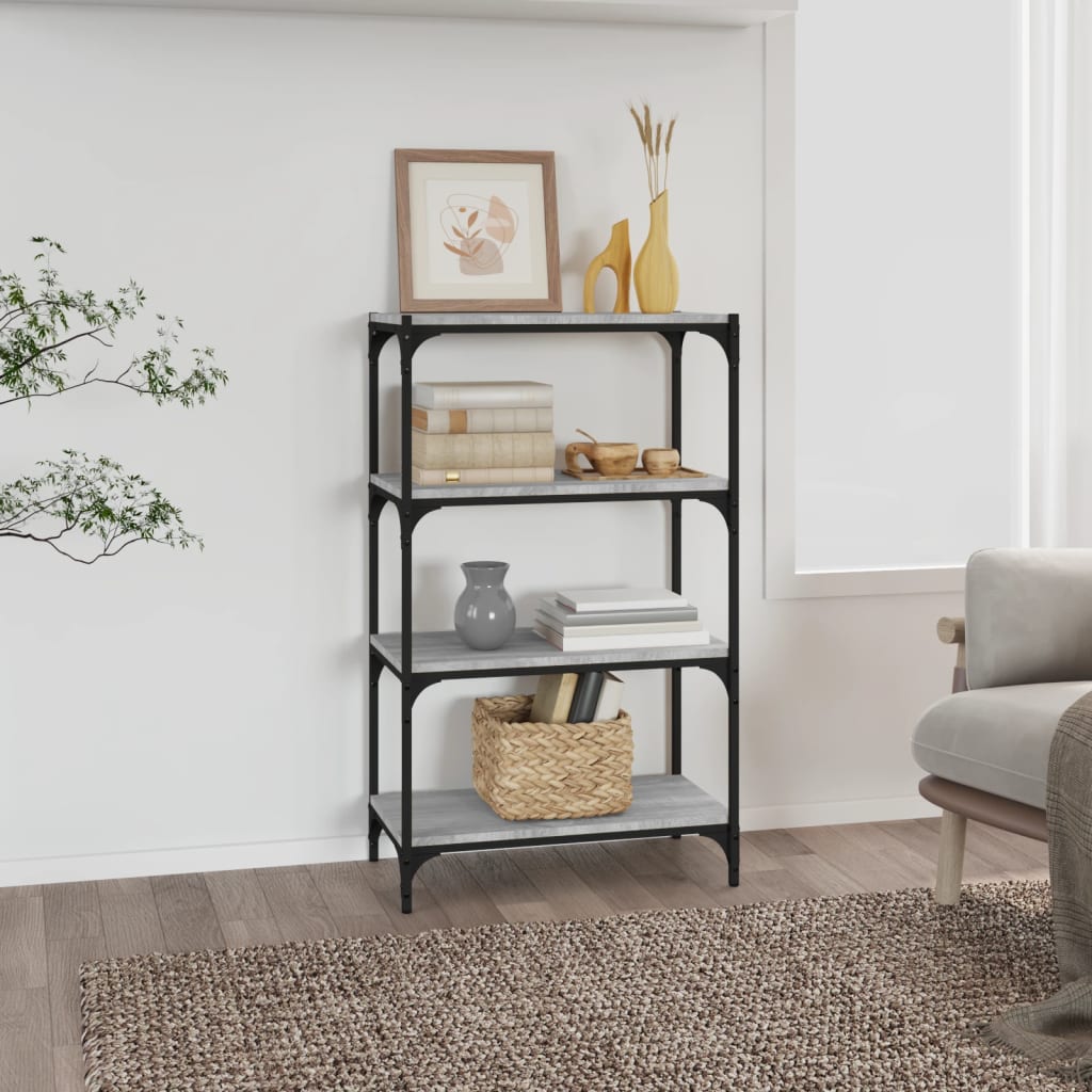 Berkfield Book Cabinet Grey Sonoma 60x33x100 cm Engineered Wood and Steel