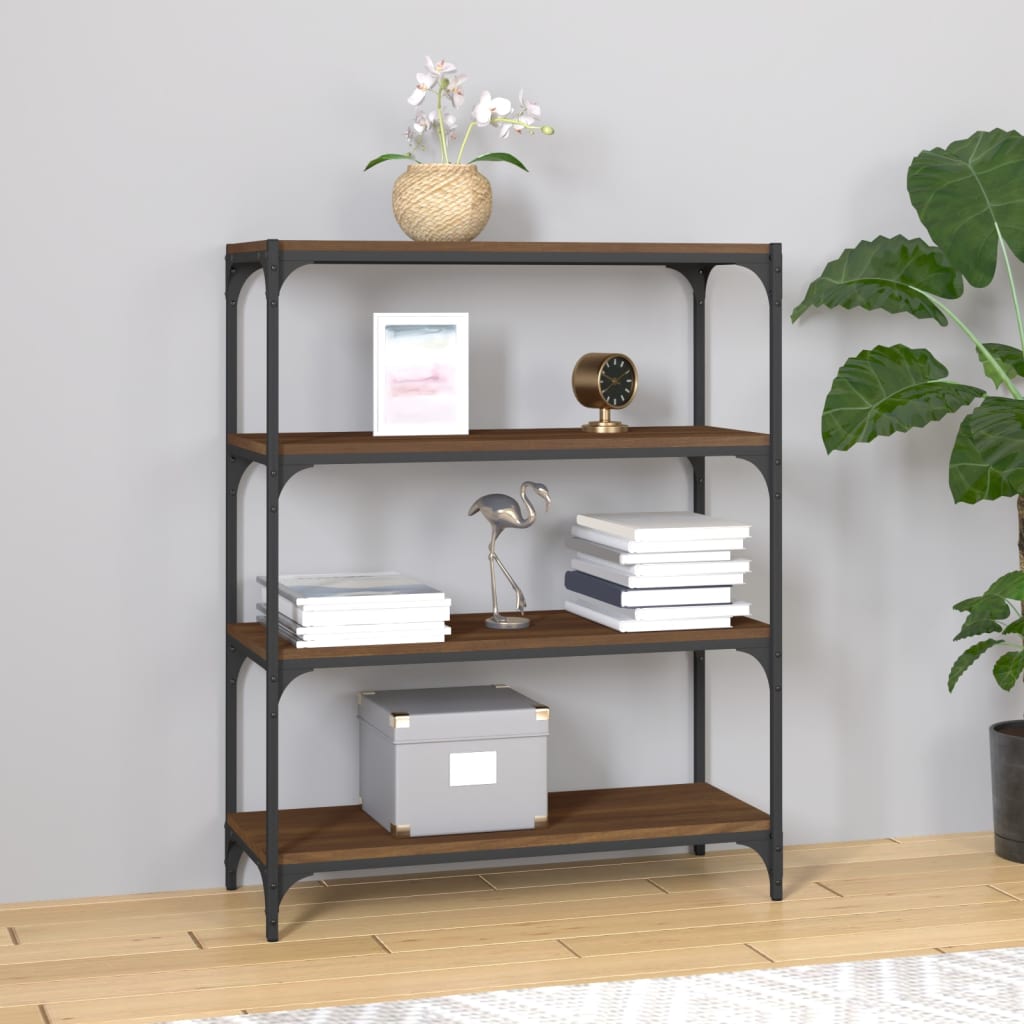 Berkfield Book Cabinet Brown Oak 80x33x100 cm Engineered Wood and Steel