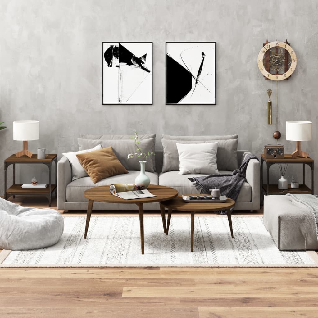 Berkfield Side Tables 2 pcs Brown Oak 40x40x40 cm Engineered Wood