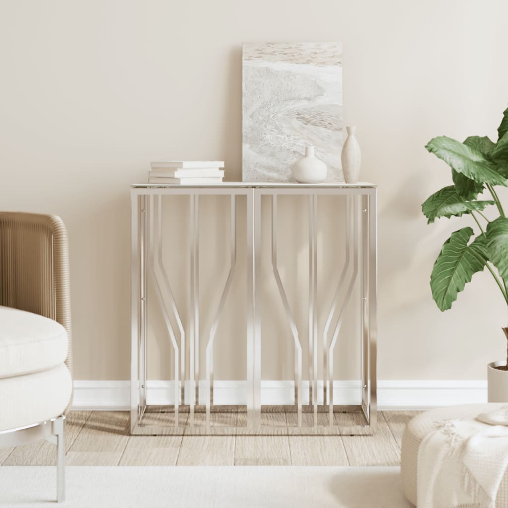Berkfield Console Table Silver 70x30x70 cm Stainless Steel and Glass