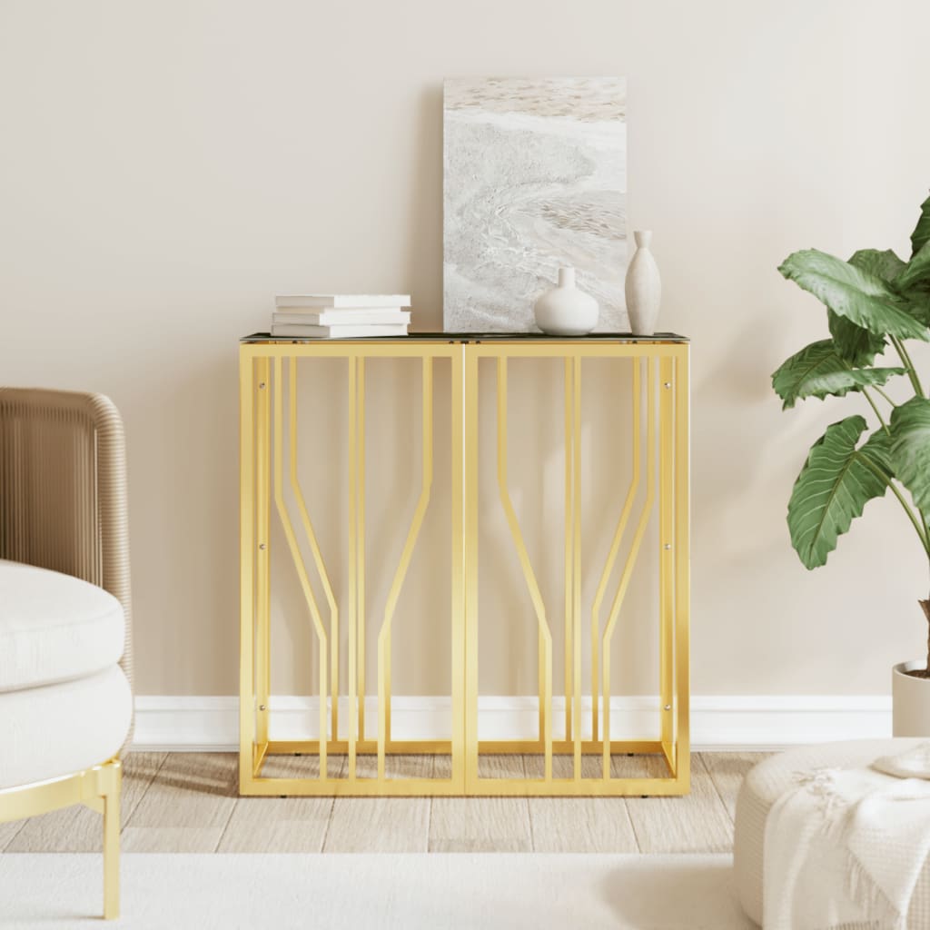 Berkfield Console Table Gold 70x30x70 cm Stainless Steel and Glass