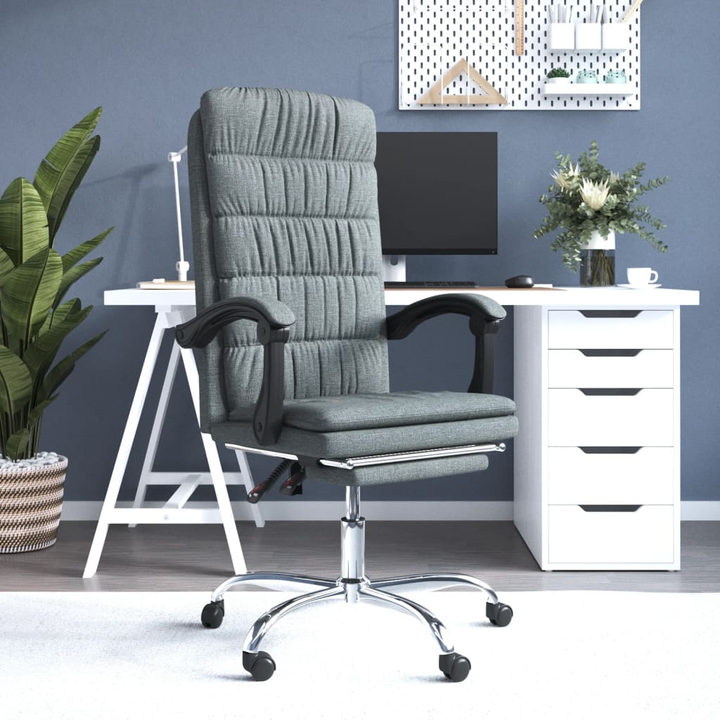 Berkfield Reclining Office Chair Dark Grey Fabric