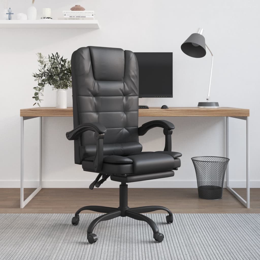Berkfield Massage Reclining Office Chair Black Faux Leather