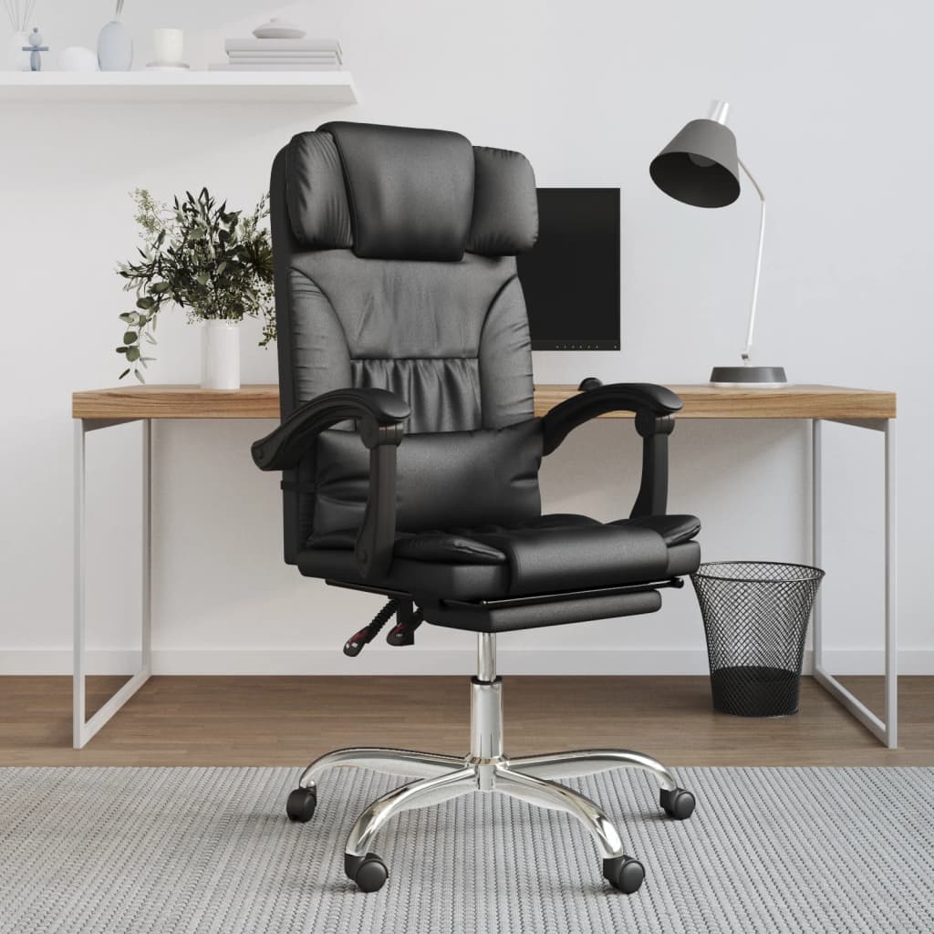 Berkfield Massage Reclining Office Chair Black Faux Leather