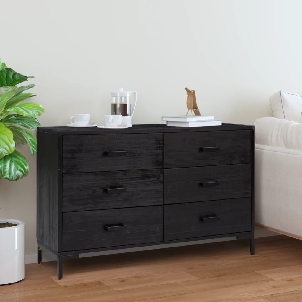 Berkfield Sideboard Black 110x35x70 cm Solid Pinewood