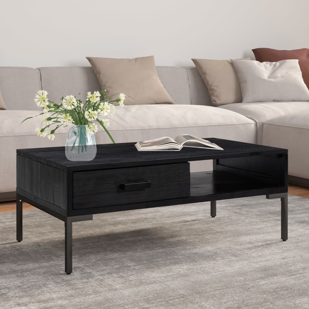 Berkfield Coffee Table Black 90x50x35 cm Solid Pinewood