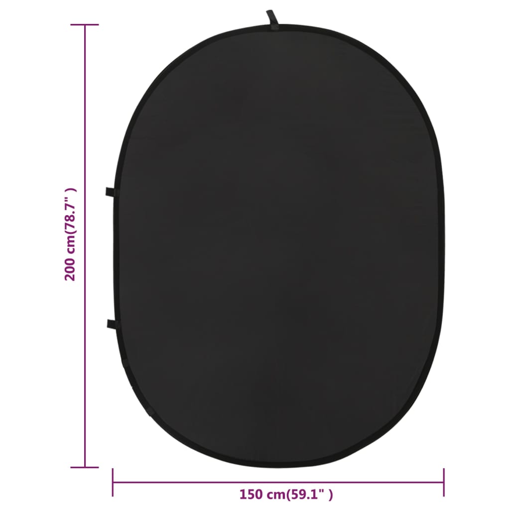 Berkfield 2 in 1 Oval Studio Background Screen Black and Grey 200x150 cm